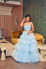 Blue Frill Lehenga SetKinjal Bhanushali (2)